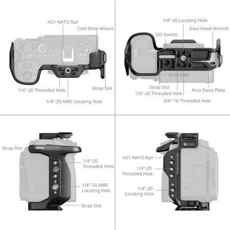 SmallRig 6382 - klatka, uchwyt boczny, Magic Arm, płytka do użytku w pionie do Canon EOS R6 V - szczegóły